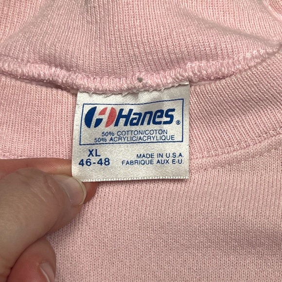 Vtg 1986 Hanes Ski Club Screen Print Pink Sweatshirt | Size XL | Made in USA - Picture 5 of 13